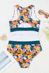 Floral Print Racerback Cutout High Waist 2pcs Bikini