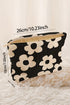 Floral Print Ribbed Texture Zippered Cosmetic Bag