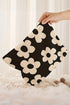 Floral Print Ribbed Texture Zippered Cosmetic Bag