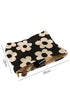 Floral Print Ribbed Texture Zippered Cosmetic Bag