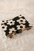 Floral Print Ribbed Texture Zippered Cosmetic Bag