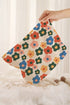 Floral Print Ribbed Texture Zippered Cosmetic Bag