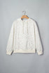 Floral Print Ribbed Trim Drawstring Hem Long Sleeve Hoodie