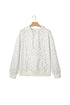 Floral Print Ribbed Trim Drawstring Hem Long Sleeve Hoodie