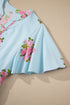 Floral Print Rick Rack Flutter Sleeve Maxi Dress