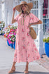Floral Print Rick Rack Flutter Sleeve Maxi Dress