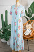 Floral Print Rick Rack Flutter Sleeve Maxi Dress