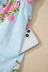 Floral Print Rick Rack Flutter Sleeve Maxi Dress
