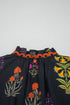 Floral Print Rick Rack Frilled V Neck Short Sleeve Blouse