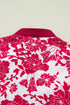 Floral Print Rick Rack Lace Trim Ruffle Sleeve Blouse