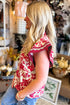 Floral Print Rick Rack Lace Trim Ruffle Sleeve Blouse