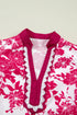 Floral Print Rick Rack Lace Trim Ruffle Sleeve Blouse