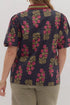 Floral Print Rick Rack Trim Short Sleeve Cotton Blouse