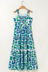 Floral Print Rick Rack Trim Southern Belle Maxi Dress