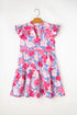 Floral Print Rickrack Trim Tiered Mini Dress