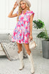 Floral Print Rickrack Trim Tiered Mini Dress