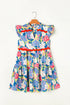 Floral Print Rickrack Trim Tiered Mini Dress
