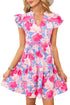 Floral Print Rickrack Trim Tiered Mini Dress