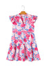 Floral Print Rickrack Trim Tiered Mini Dress