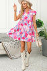 Floral Print Rickrack Trim Tiered Mini Dress