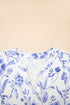 Floral Print Ricrac Trim Flutter Sleeve Blouse