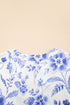 Floral Print Ricrac Trim Flutter Sleeve Blouse