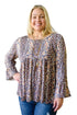Floral Print Round Neck Babydoll Plus Size Top