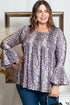 Floral Print Round Neck Babydoll Plus Size Top