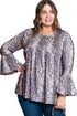 Floral Print Round Neck Babydoll Plus Size Top