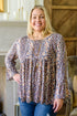 Floral Print Round Neck Babydoll Plus Size Top