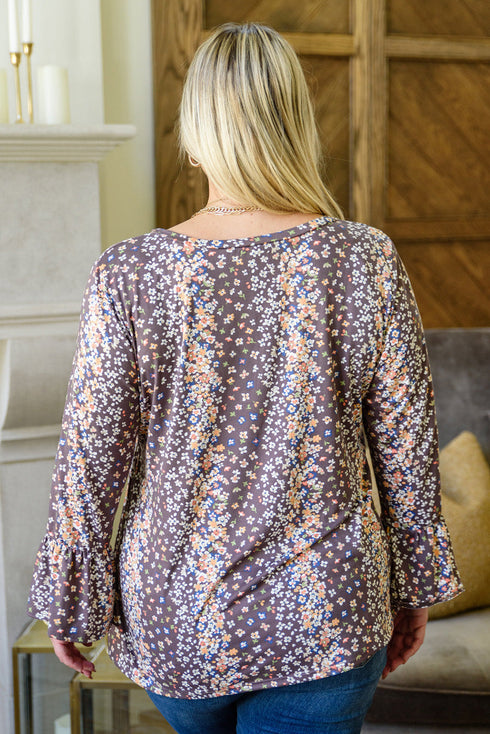 Floral Print Round Neck Babydoll Plus Size Top