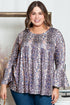 Floral Print Round Neck Babydoll Plus Size Top