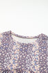 Floral Print Round Neck Babydoll Plus Size Top