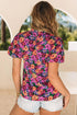 Floral Print Round Neck Puff Sleeve Woven Blouse