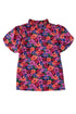 Floral Print Round Neck Puff Sleeve Woven Blouse