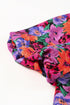 Floral Print Round Neck Puff Sleeve Woven Blouse
