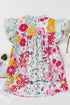 Floral Print Ruffle Neck Short Sleeve Woven Blouse
