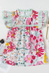 Floral Print Ruffle Neck Short Sleeve Woven Blouse