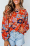 Floral Print Ruffle Puff Sleeve Blouse
