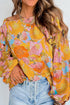 Floral Print Ruffle Puff Sleeve Blouse