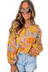 Floral Print Ruffle Puff Sleeve Blouse