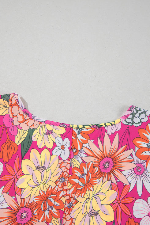 Floral Print Ruffle Short Sleeve Southern Belle Blouse
