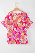 Floral Print Ruffle Short Sleeve Southern Belle Blouse