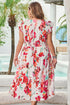 Floral Print Ruffle Sleeve A Line Plus Size Midi Dress