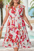 Floral Print Ruffle Sleeve A Line Plus Size Midi Dress