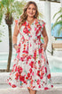 Floral Print Ruffle Sleeve A Line Plus Size Midi Dress
