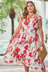 Floral Print Ruffle Sleeve A Line Plus Size Midi Dress