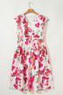 Floral Print Ruffle Sleeve A Line Plus Size Midi Dress