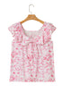 Floral Print Ruffle Sleeve Square Neck Tie Back Blouse
