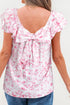 Floral Print Ruffle Sleeve Square Neck Tie Back Blouse